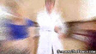 Two Stepdaughters In Stockings Share Stepdad's Cock Hardcore