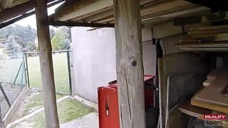 sexy blonde milf wanders forest for wild cowgirl and doggystyle ride