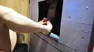 My First Footjob Domination! Femdom Milf In Fishnets Milks My Small Cock At Gloryhole