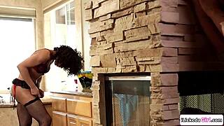 black stepmom sits face on stepdaughter for hairy pussy licking session