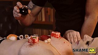 shame4k sushi slut on desk in stockings heels