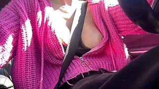 Italiana Artemisia Love Flashes Juicy Big Tits Car Ride