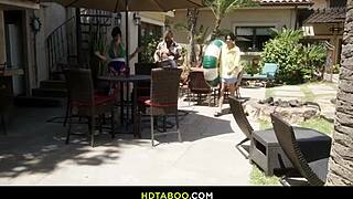 Stepmom's holiday fingering and interracial cheating turns into young cumshot on big ass