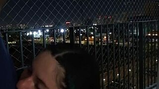 friend sneaks balcony blowjob before i pound her huge ass