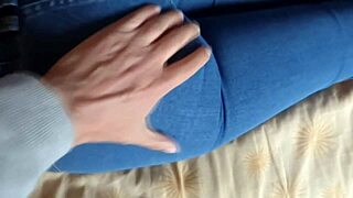 stepson gropes my huge ass i finger pussy solo in front of him