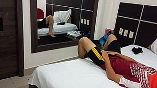 Hot stepdaughter rides my cock moaning sensually alone in hotel!