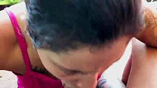 curvy brunette in little dress spreads ass on balcony for rough licking