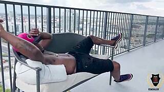 Balcony cheerleader seduces with bbc deepthroat pounding!