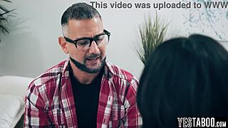 caring stepdad pounds horny teen stepdaughter's hairy pussy