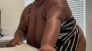 amateur milf gets pussy licked moans loud during intense kitchen orgasm sex session