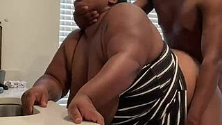 amateur milf gets pussy licked moans loud during intense kitchen orgasm sex session