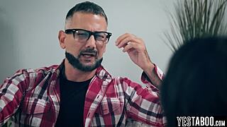 caring stepdad pounds horny teen stepdaughter's hairy pussy