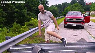 Busty exhibitionist milf fucked hard outdoors on abandoned bridge