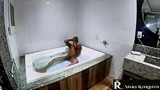 Big Tits Wife Sucks Cock In Hydro Tub Before Creampie