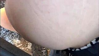 Damn, that BBW milf takes it deep outdoors doggystyle!