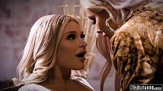 What if blonde teen licks busty milf boss pussy during intense interview?