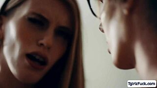 Blonde Transexual Stepmom Barebacks Skinny Tgirl Stepdaughter