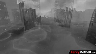 Desperate mommy squirts wildly post-apocalypse with boy