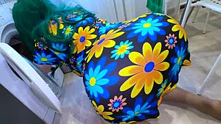 stepmom's hand stuck in washer so stepson fucks her big ass doggystyle