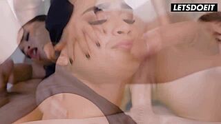 Intensely Drilling Hot Latina Milf Step Sister's Tight Ass in Wild MMF Threesome