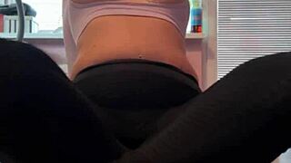 yo check this busty mommy stretching her huge tits yoga style