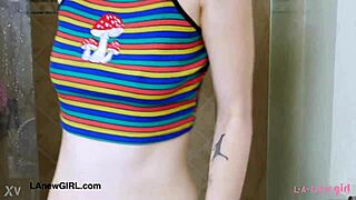 Wow tall brunette model showers steamy hot!