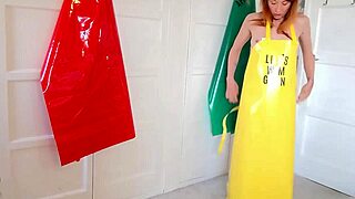 Redhead Shaved Pussy Slut Fingers to Squirting Orgasm in PVC