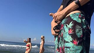i whip out cock on public beach score double hotties