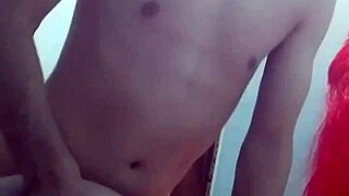 couple's latina milf teases thong on webcam