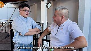 Bigboobs stepmom Karen Sleent fucks stepson to get pregnant hard!