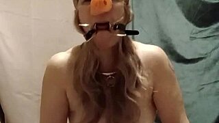 Slave auto-session brainwash pig throat spreader blowjob