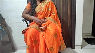 Indian stepmom dirty talks pussy licking creampie