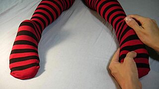 stripping socks for soles massage and tickling session
