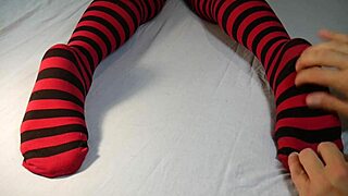 stripping socks for soles massage and tickling session