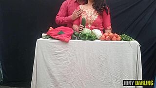 bent over indian milf creampie doggystyle market fuck