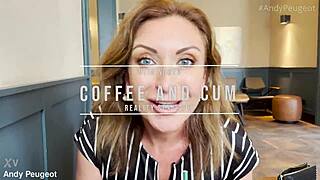 pov stepmom swallows cum in coffee shop bathroom public fuck