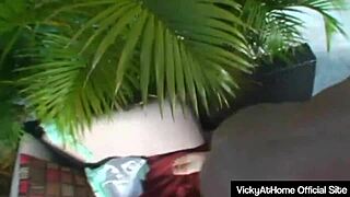 hey check vicky vette stripping naked, that country blonde milf pussy teasing with dildo play