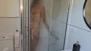 Latina Milf Stepmom Masturbates Seductively In Shower Moaning For Stepson's Gaze
