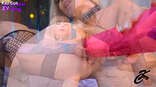 Lesbian Streamers Gape Squirt Lick in Fishnets and Toys