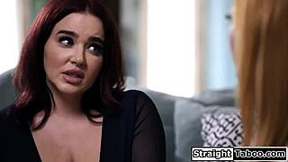 redhead milf cheats first time licking hairy pussy in lesbian 69 kiss