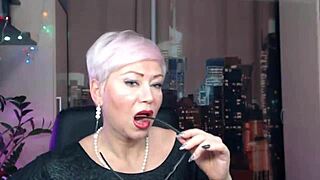 Gorgeous Russian Mom Dominates in Fur Coat Smoke