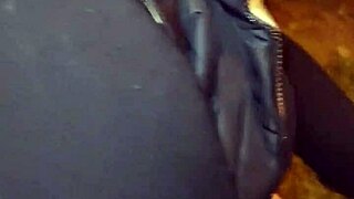 hot mature maid flashes huge tits ass on street