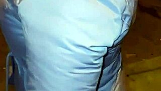 madura flashes red thong through see-through leggings caught on street