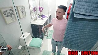 Step Mom Begs Young Stud to Join Her Wet Shower Fuck!