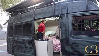 bareback granny pounding in city trailer park bts with bbc cumshot and deepthroat action