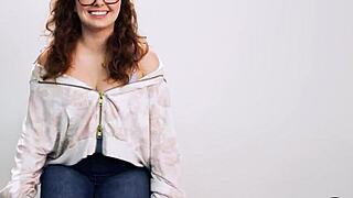 big ass milf leana loving's interview turns into hot solo strip tease