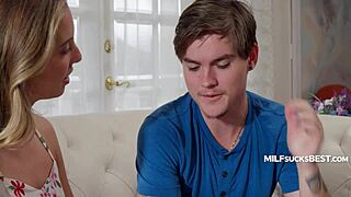 Blonde Wife Gobbles Babysitter Cock!