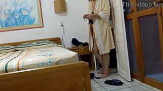 at the beach stepmom dresses undresses while i jerk off to her big tits pussy