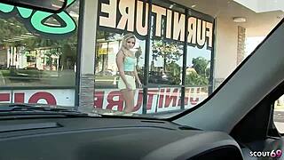 Does bodybuilder cali carter's saggy tits squirt during rough casting fuck?