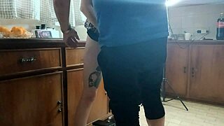 PETITE MOMMY SLAVE PUSSY CUMS FOR OWNER IN KITCHEN